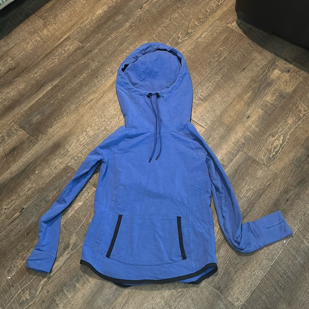 Athleta Sentry Cowl Neck Hoodie Womens X‎ Small  Blue Pullover Sweater yoga